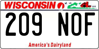 WI license plate 209NOF