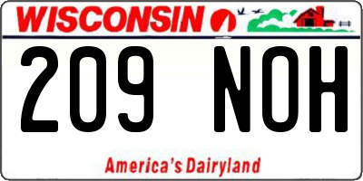 WI license plate 209NOH
