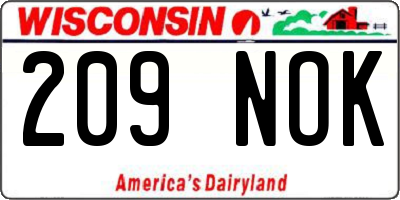 WI license plate 209NOK