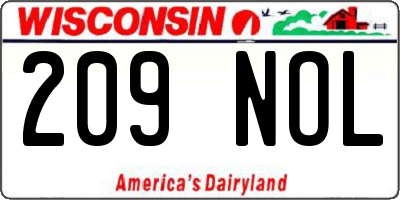 WI license plate 209NOL