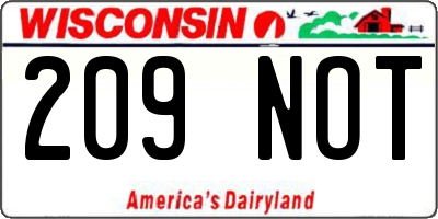 WI license plate 209NOT