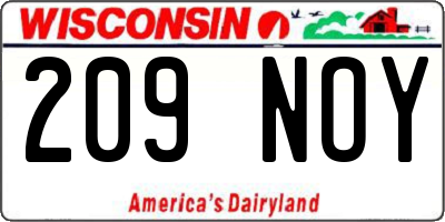 WI license plate 209NOY