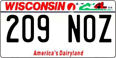 WI license plate 209NOZ