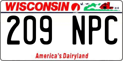WI license plate 209NPC