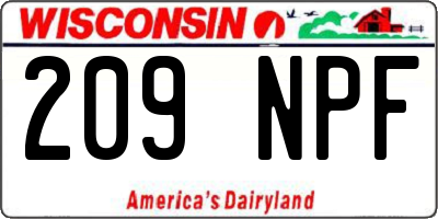 WI license plate 209NPF