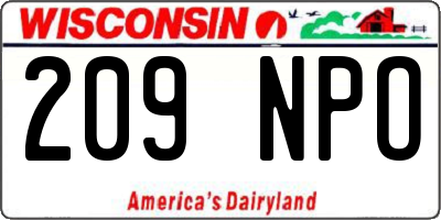 WI license plate 209NPO