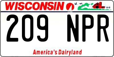 WI license plate 209NPR
