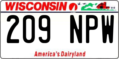 WI license plate 209NPW