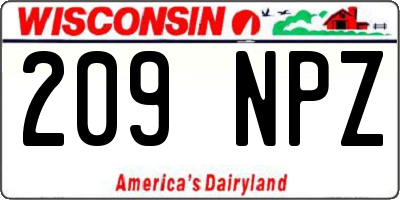 WI license plate 209NPZ
