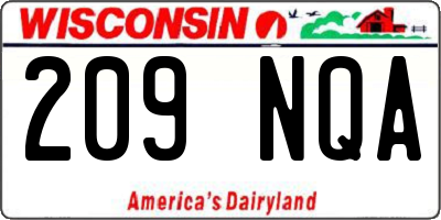 WI license plate 209NQA