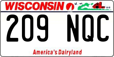 WI license plate 209NQC