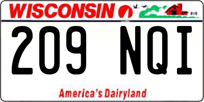 WI license plate 209NQI