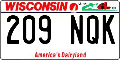 WI license plate 209NQK