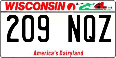 WI license plate 209NQZ