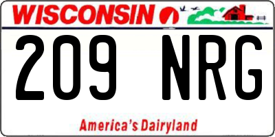 WI license plate 209NRG