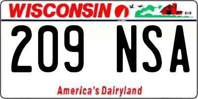 WI license plate 209NSA