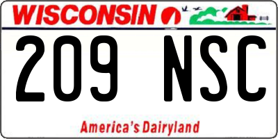WI license plate 209NSC