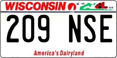 WI license plate 209NSE