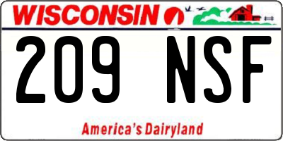WI license plate 209NSF