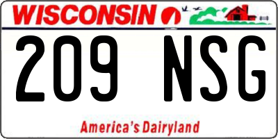 WI license plate 209NSG