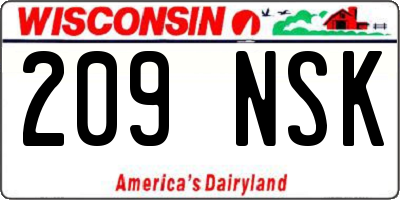 WI license plate 209NSK