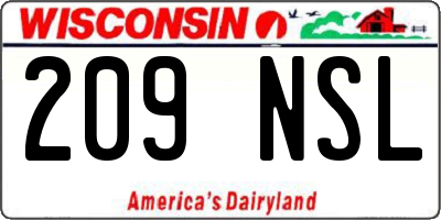 WI license plate 209NSL