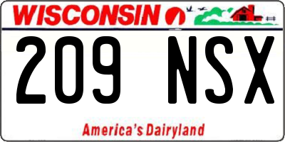 WI license plate 209NSX