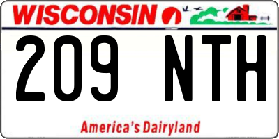 WI license plate 209NTH