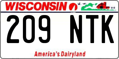 WI license plate 209NTK