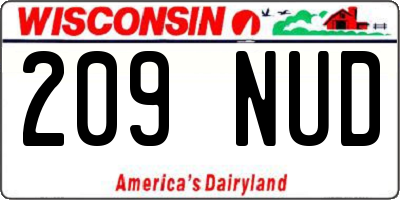 WI license plate 209NUD