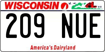 WI license plate 209NUE