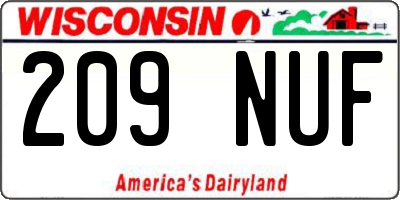 WI license plate 209NUF