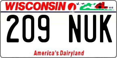 WI license plate 209NUK
