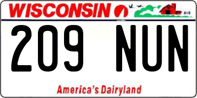 WI license plate 209NUN
