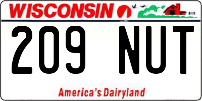 WI license plate 209NUT