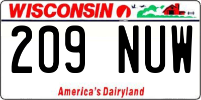 WI license plate 209NUW