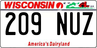 WI license plate 209NUZ