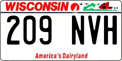 WI license plate 209NVH