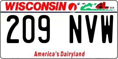 WI license plate 209NVW