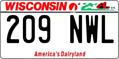 WI license plate 209NWL