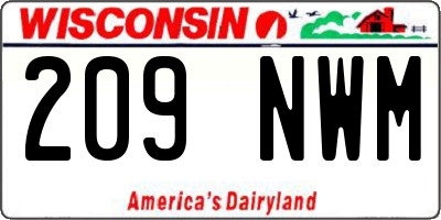 WI license plate 209NWM