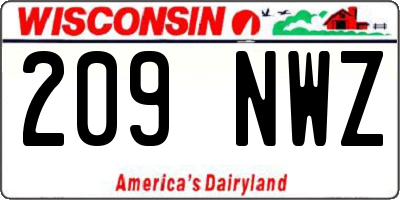 WI license plate 209NWZ