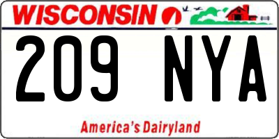 WI license plate 209NYA