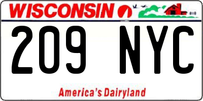 WI license plate 209NYC