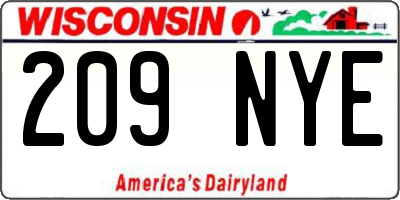 WI license plate 209NYE