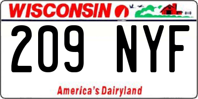 WI license plate 209NYF