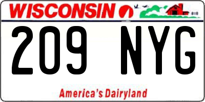 WI license plate 209NYG