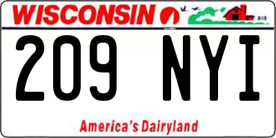 WI license plate 209NYI