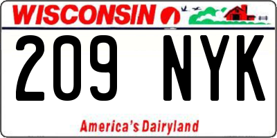 WI license plate 209NYK