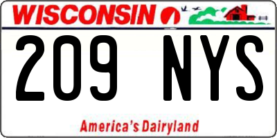 WI license plate 209NYS